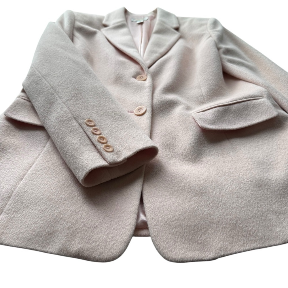 Talbots Blazer Jacket Angora Rabbit Hair Wool Light Baby Pink Size 8 NWOT Office - Picture 5 of 10